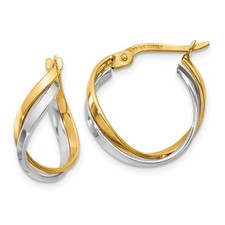 14k Two-tone Gold Polished Twisted Hoop Earrings L-19 mm, W-8 mm 1.57gm