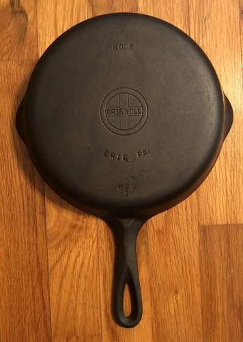 Vintage GRISWOLD No. 6 Small Logo Cast Iron Skillet Erie, PA 699I Restored