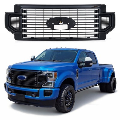 Front Bumper Grille Gloss Black For 2020-2022 Ford F-250 F-350 F-450 Super Duty