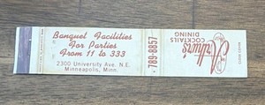 MINNESOTA Minneapolis ARTHURS COCKTAIL DINING Advertise Matchbook Restaurant Bar