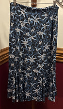 Sag Harbor Vintage Blue Floral Midi Skirt Size Medium Stretch