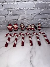 Vintage Lot Of 12 Glass Christmas Ornaments: 6 Santa  6 Candy Canes