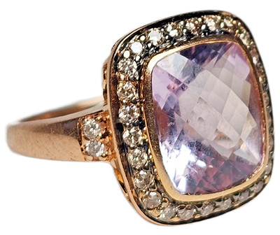 LE VIAN 14K Rose Gold Cotton Candy Amethyst Ring Chocolate & Vanilla Diamonds