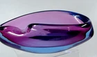 Vintage Murano 60s Deep Purple Pink Blue Art Glass Bowl  8.5"  4.5"  3 1/4"