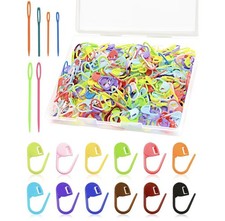300pcs Stitch Markers with 6 pieces of large blunt sewing needles,colorful knitt