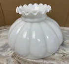 Vintage Milk Glass Melon Kerosene Oil Lamp Hurricane Shade 9.75” Fitter 6.25” T