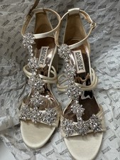 Badgley Mischka Sz 6.5 Satin Jeweled Heels