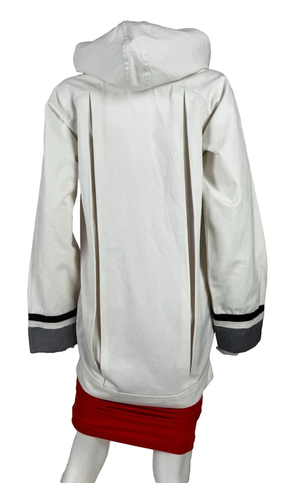 Chanel Auténtico 4 EE. UU. 36 FR 40 IT S Blanco Negro Algodón Capucha Cremallera Chaqueta Abrigo Pasarela Foto 3 de 4