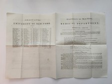 1857 antique UNIVERSITY of NEW YORK MEDICAL DEPARTMENT 4pg CIRCULAR graduates