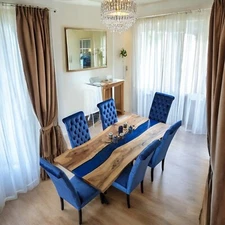 Blue Epoxy Resin Kitchen Counter Slab Dining Table Top Home & Hallway Desk Decor