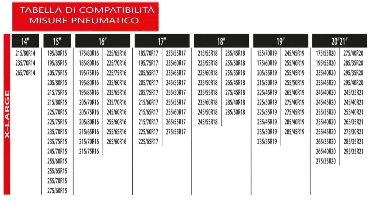 Calze Da Neve ACTIVE SERIES Omologate EN 16662-1 – Taglia XL Per Pneumatici 235/55R19, 235/55/19