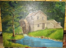 Original OOB Old Mill & Water Wheel Albert F Borgman Bridgeport Connecticut 