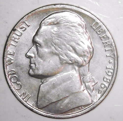 1986 D JEFFERSON NICKEL - actual coin - Circulated - FREE SHIPPING - ( GN17)