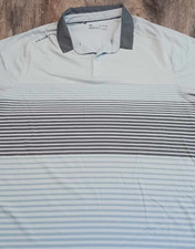 Under Armour Heatgear Polo Shirt Mens Size XL Blue Striped Short Sleeve Button 