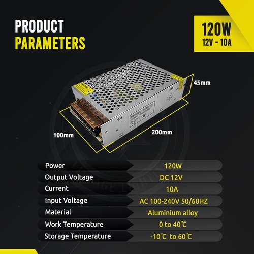 Fuente de alimentación conmutada regulada 12 V controlador LED 12W - 720 W IP 20 DC transformador - Imagen 36 de 94