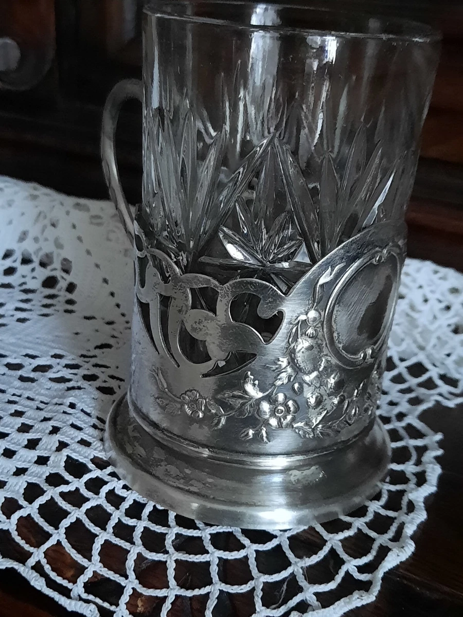 Rare Vintage Soviet Metal Glass Holder Soviet Tea Cup Holder Podstakannik  Glass