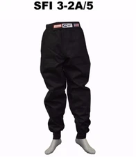 RACING PANTS DRIVING FIRE SUIT SFI 3-2A/5 DOUBLE LAYER BLACK SIZE ADULT SMALL