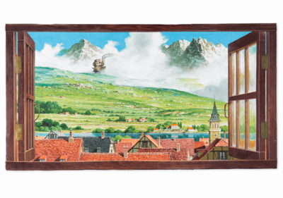 Ghibli Museum Original Window Wall Art Howl's Coming Town Japan