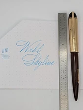 Wahl Eversharp Skyline Brown Fountain Pen 14k Gold Nib Restored *