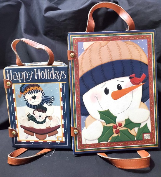 2 CESTAS DE NAVIDAD Muñeco de Nieve Grande y Osos Polares Pequeños CMI Henton Jan Sombra Playa