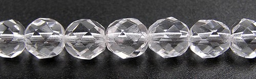 Czech Fire Polished Round Faceted Glass Beads in clear Crystal Preciosa