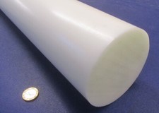 Acetal Delrin POM Round Rod, White 4.0" Dia x 48" Length, 1 Unit