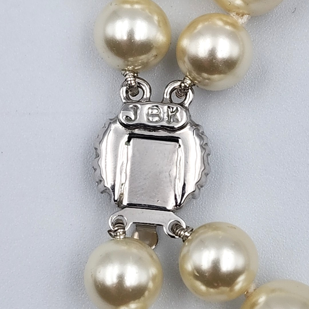 Jackie Kennedy Camrose & Kross 2 Strand Faux Pearl Necklace JBK 18" Rhinestone