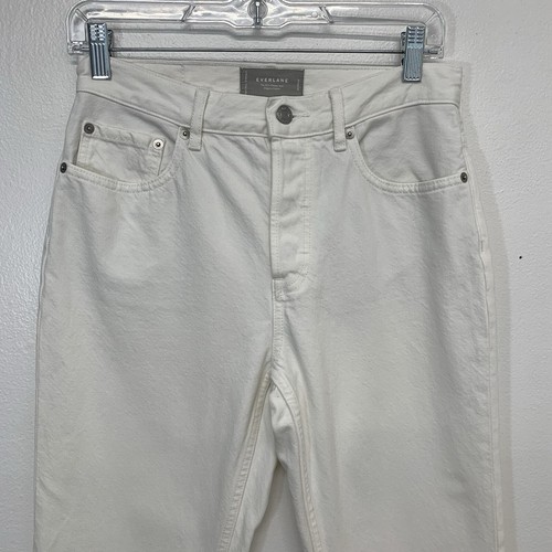 Everlane Jeans Woman 26 White 90s Cheeky Ankle 100% Organic Cotton Button Fly - Picture 3 of 15
