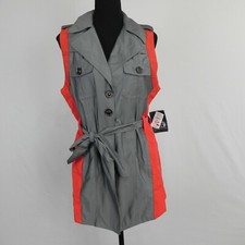 Get Jacket Womens Medium Performance Outerwear Outdoor Gray Sleeveless Nwt