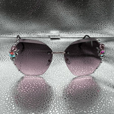 Beveled Rhinestones Designed Glasses Ladies Fashion Sunglasses Outdoor Oversized