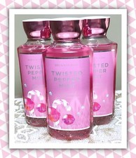 Bath  Body Works TWISTED PEPPERMINT 10oz Shower Gel Body Wash Lot of 3