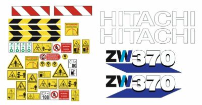 Hitachi ZW370-6 Adhesive Decals, Complete Kit