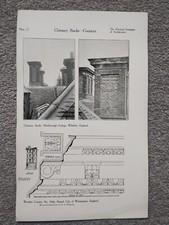 Chimney at Marlborough College & Cornice at 164a Strand - Antique Print - 1907