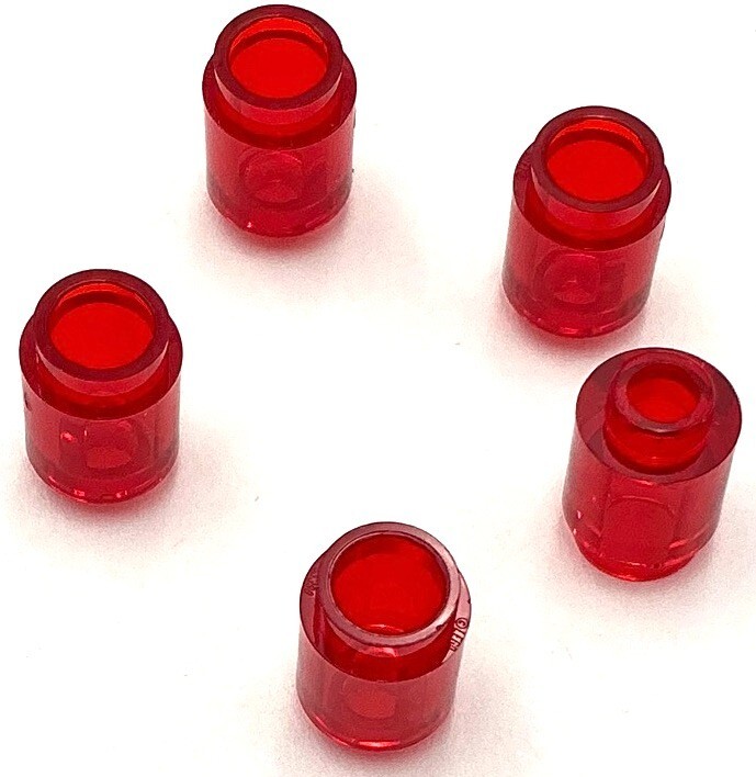 Lego 5 New Trans-Red Bricks Building Blocks Round 1 x 1 Parts