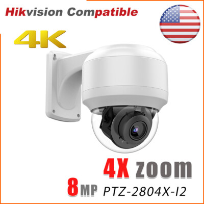 US Stock 4K Mini PTZ Hikvision Compatible IP Security Camera 8MP 4X Zoom POE