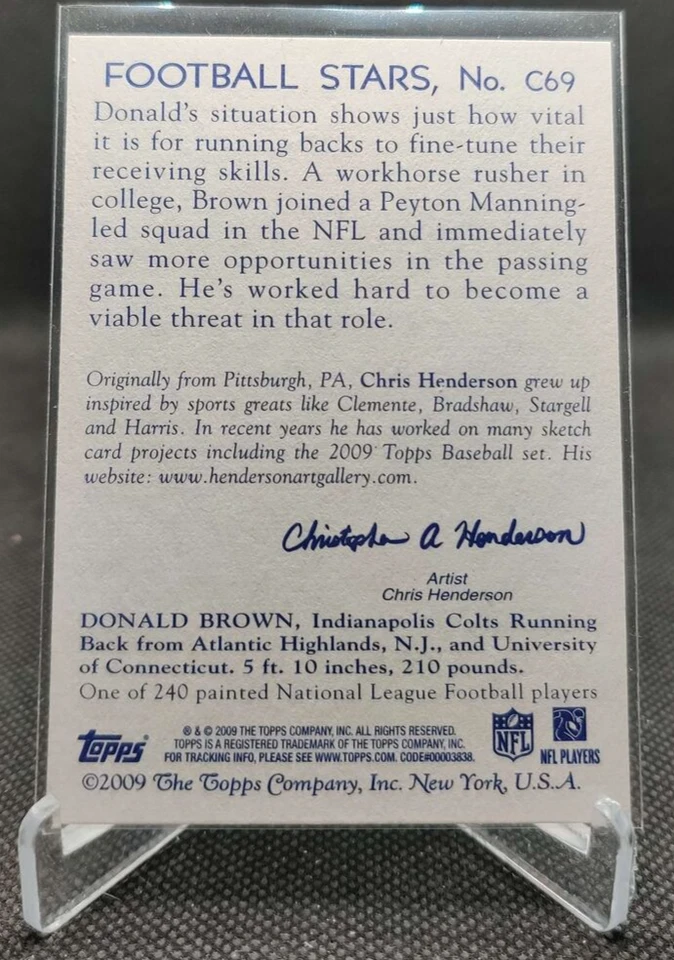 2009 Topps National Chicle #C69 Donald Brown Rookie RC Indianapolis Colts card - Image 2 of 2