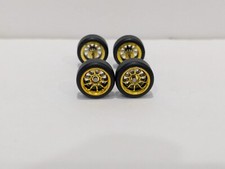 1:64 Scale 10.8mm Gold Chrome 10 Spoke Real Rider Style Wheels and Tires