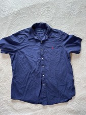 Polo Ralph Lauren Shirt Men's XL Navy Blue Pony Logo Short Sleeve Button Down
