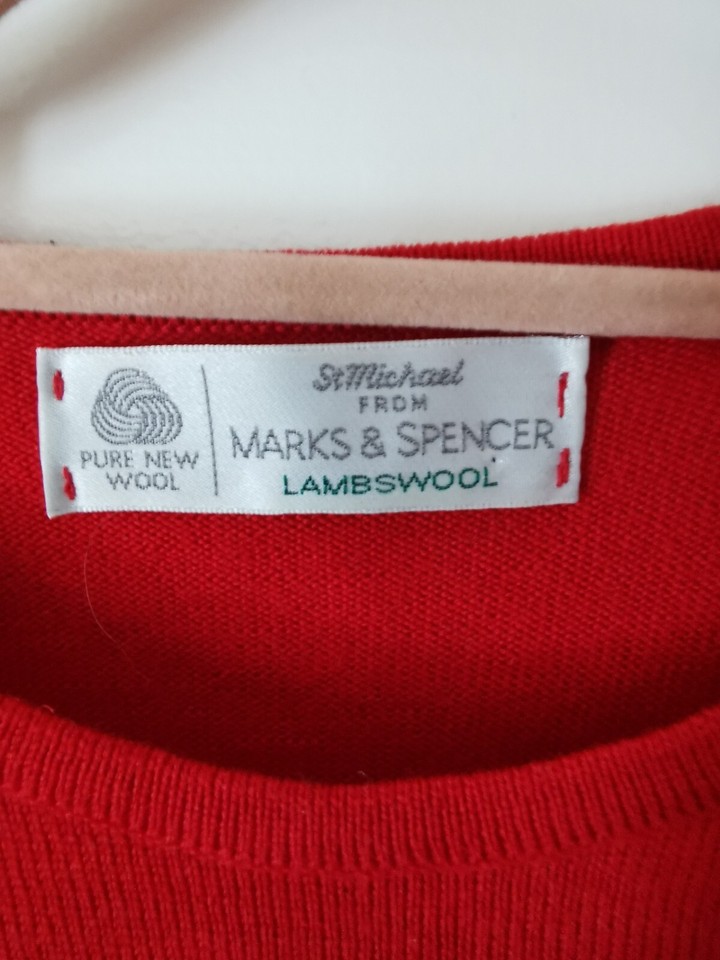 St Michael M&S 100 Lambswool Vintage Red Jumper Size 12 eBay