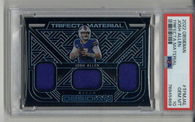 2022 PANINI OBSIDIAN TRIFECTA MATERIAL JOSH ALLEN BILLS /125 PSA 10 LOW POP RARE