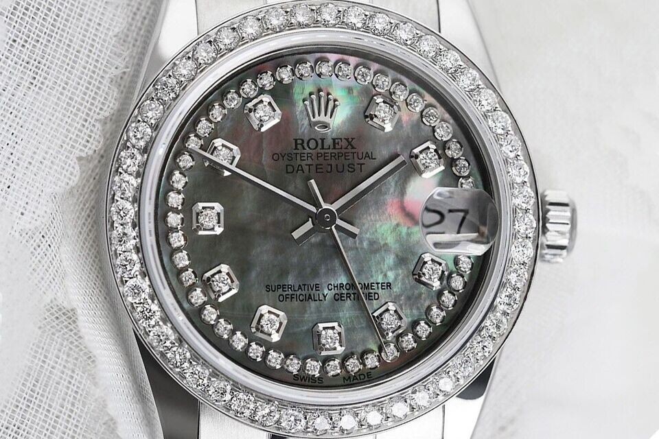 Rolex Datejust 31 mm Black Pearl Dial Stainless Steel Diamond