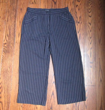 NWT 238 Eileen Fisher Woven Tencel Grain Stripe Wide Leg Pant Indigo Medium