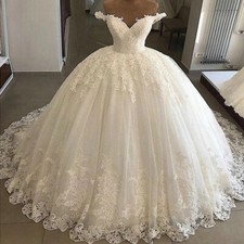 Elegant Wedding Dresses Sweetheart Off Shoulder Lace Appliques A Line Gown Train