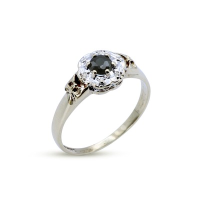 Gold Diamant Ring - 9 kt Gold Saphir Diamant Ring Damen kleiner Cluster Größe N