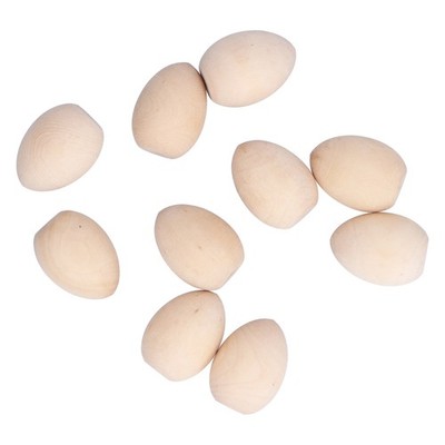 10x Wooden Easter Egg Dyeable DIY Hand Painted Lightweight Craft Eggs For Party