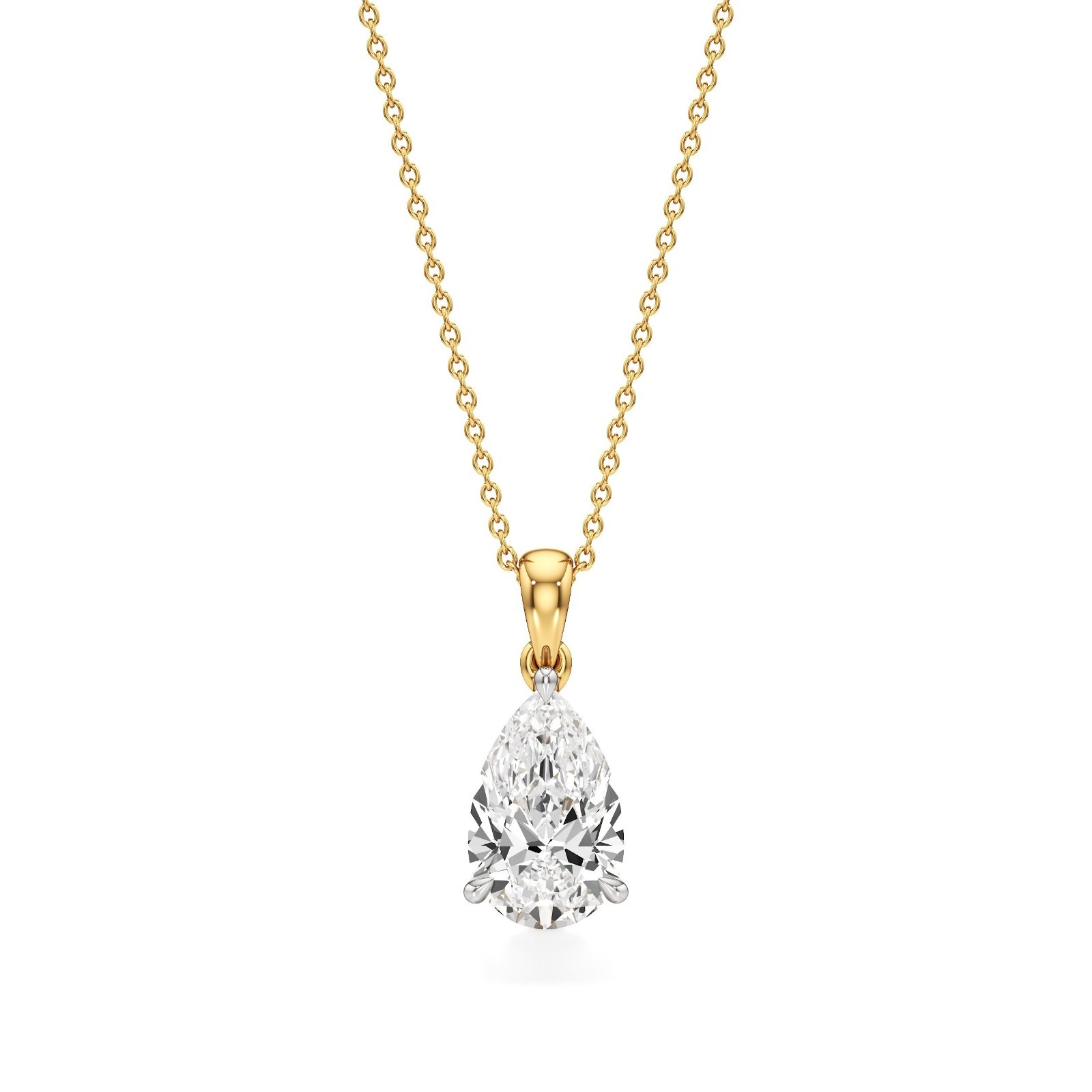 IGI Certified F/VS1 3Ct Pear Lab Created Grown Diamond Pendant Necklace 14k Gold