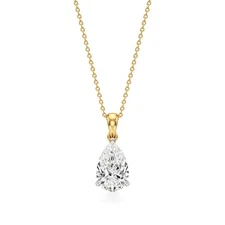 IGI Certified F/VS1 3Ct Pear Lab Created Grown Diamond Pendant Necklace 14k Gold