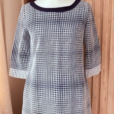 Goat Shift Dress Dark Navy White Check  UK 14 Pockets Formal occasion Workwear