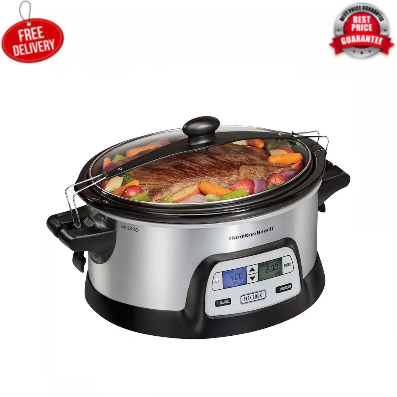 Hamilton Beach - FlexCook 6 Qt Digital Slow Cooker - Silver