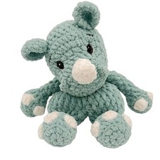 Handmade Crochet Plush Bear Sage Green Chenille Stuffed Animal 11"